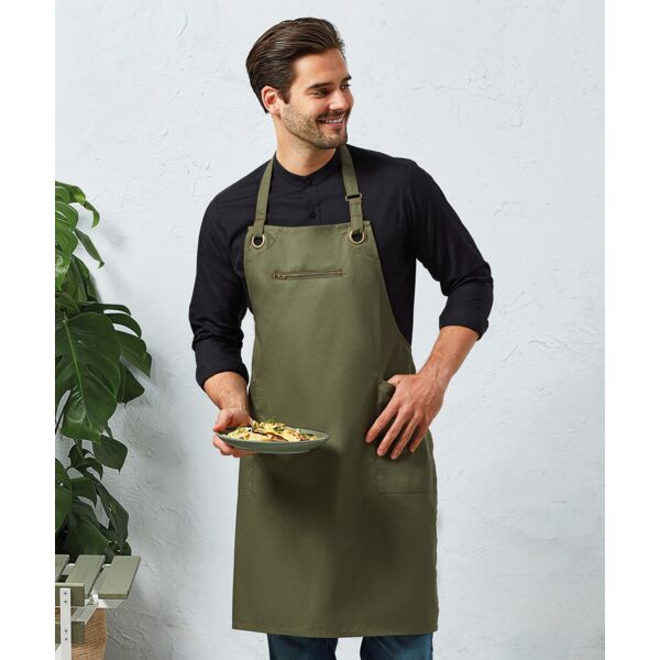 ‘Barley’ Contrast Stitch Bib Apron Thumbnail