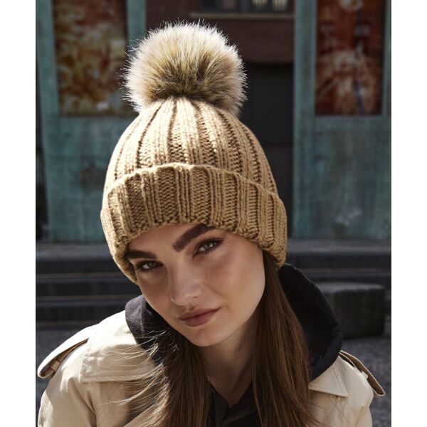 Fur pop pom chunky beanie Thumbnail